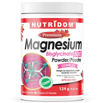 Nutridom Magnesium Bisglycinate Powder 500, 4.37 oz (124g)