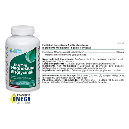 Platinum Naturals EasyMag Magnesium Bisglycinate 60 Capsules