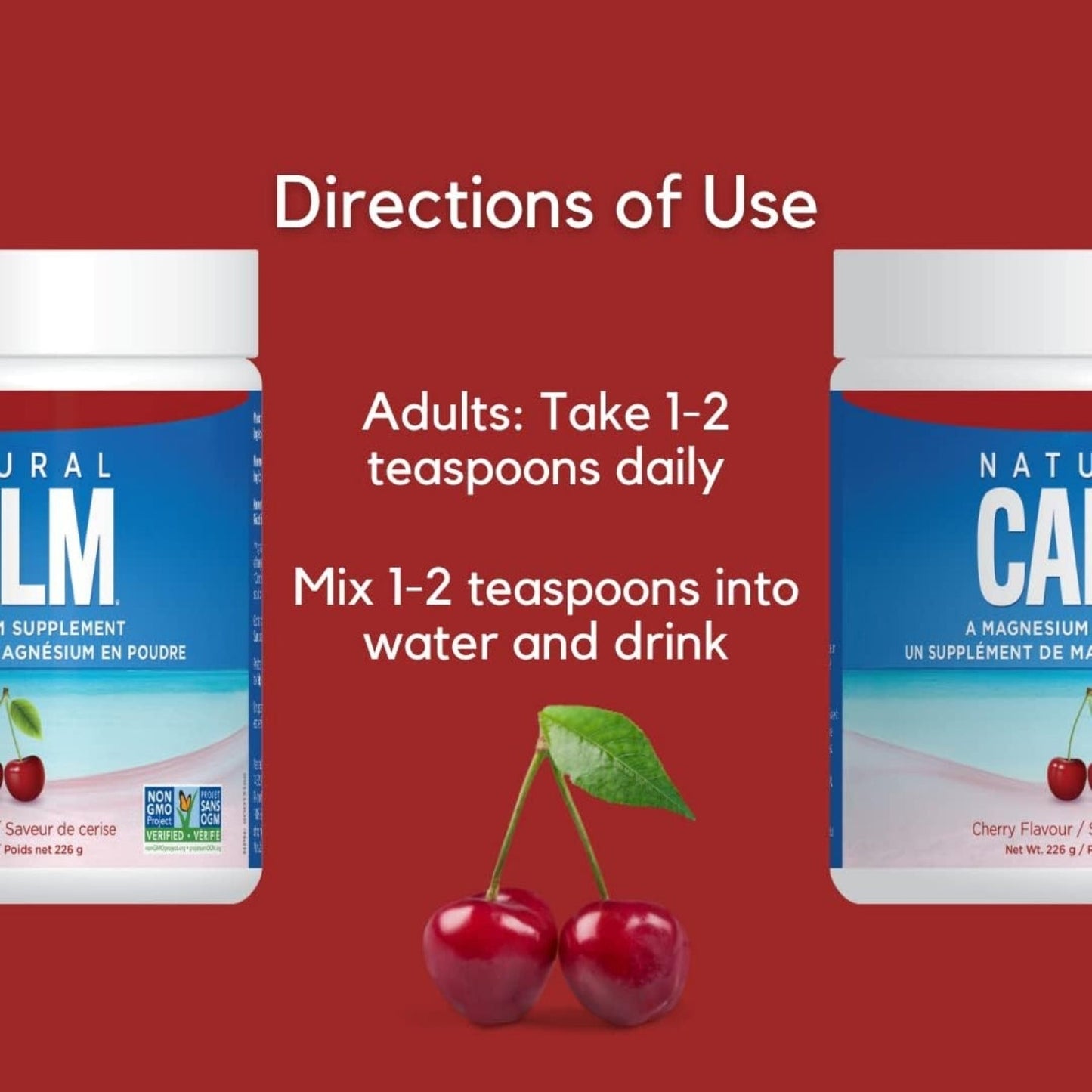 Natural Calm Magnesium Citrate Powder - Cherry Flavour 226g