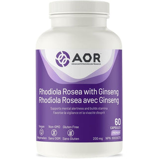 AOR Rhodiola Rosea with Ginseng 200mg 60 Capsules