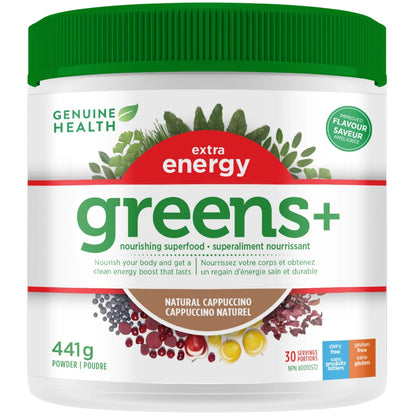 Genuine Health Greens + Extra Energy *Natural Cappuccino (441g)