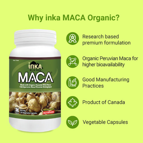 Inka Organic Maca  800 mg, 120 Veggie Capsules