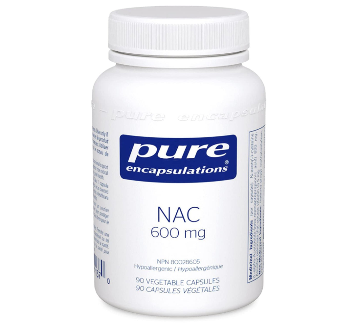Pure Encapsulations NAC 600mg 90 Veggie Caps (N-Acetyl Cysteine)