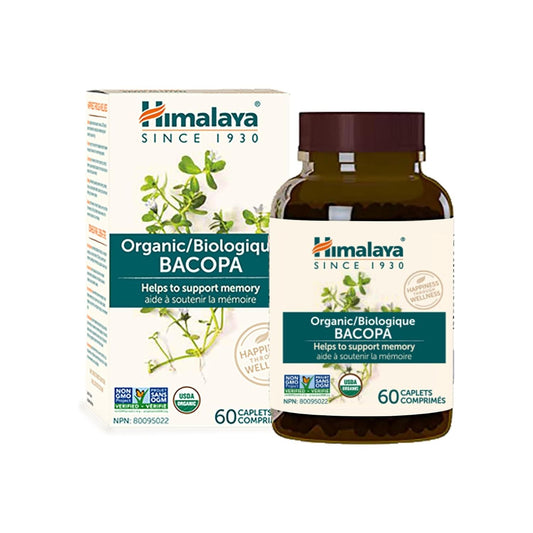 Himalaya Organic Bacopa, 60 Caplets, Helps to Support Memory, USDA Certified Organic, Non-GMO, Gluten Free Supplement, 750 mg, 2 Month Supply