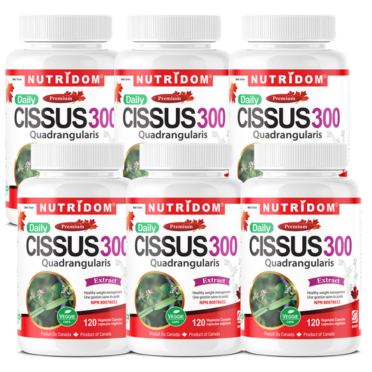 Nutridom Cissus Quadrangularis, 150 mg, 2.5% Ketosteroids, 120 Veggie Capsules - 6 PACK