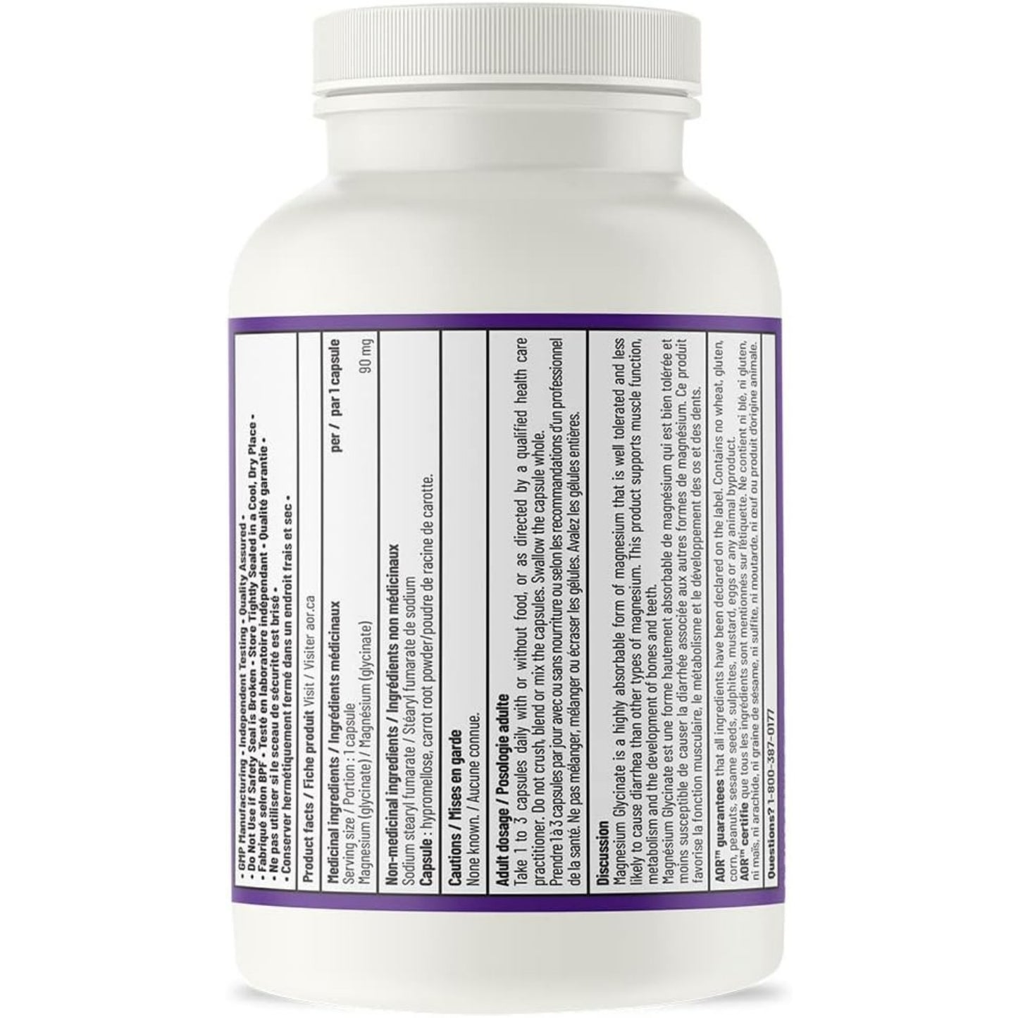 AOR Magnesium Glycinate 90mg 90 Capsules