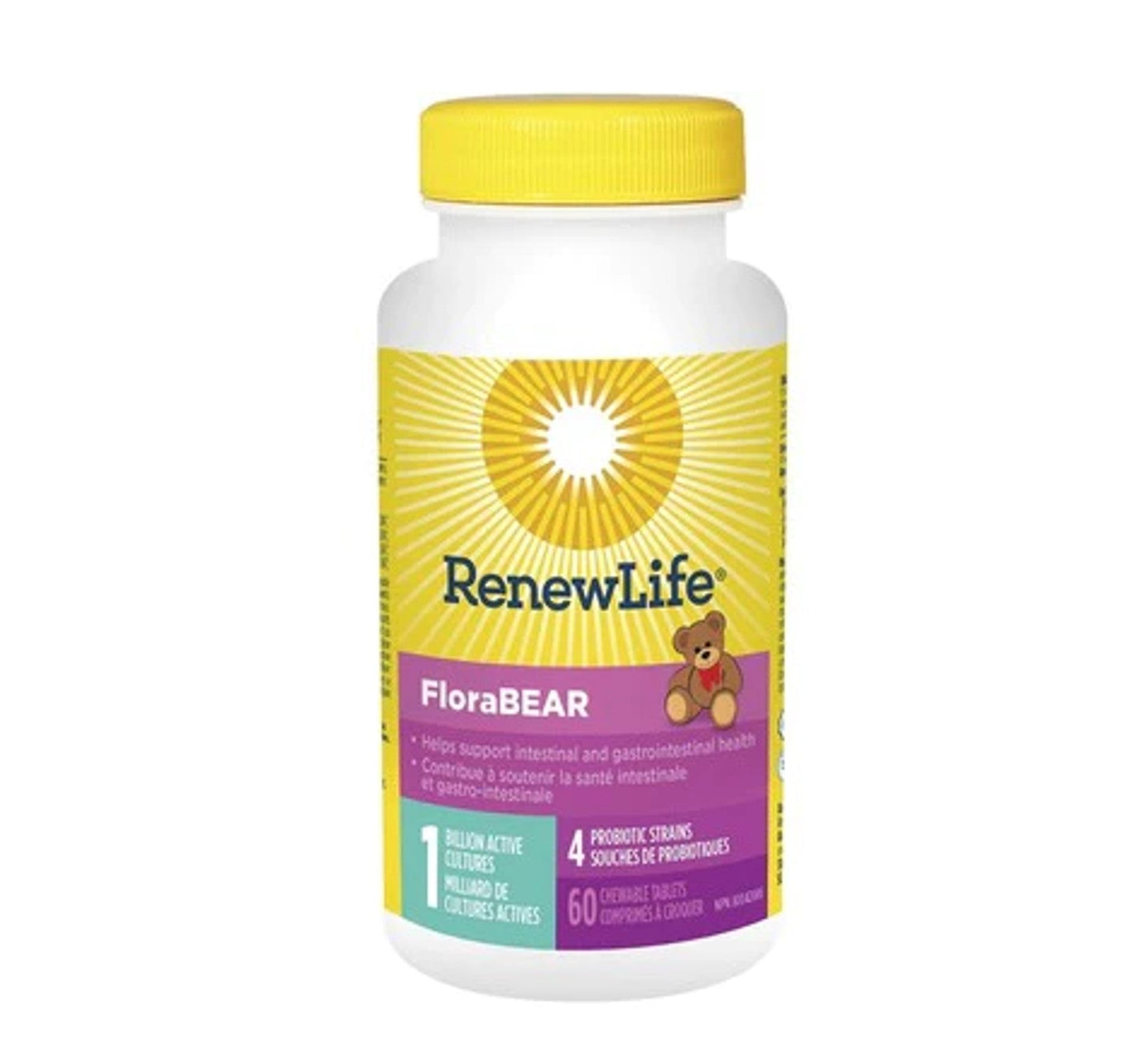 Renew Life FloraBEAR 1 Billion Active Cultures 60 Chewable Tablets