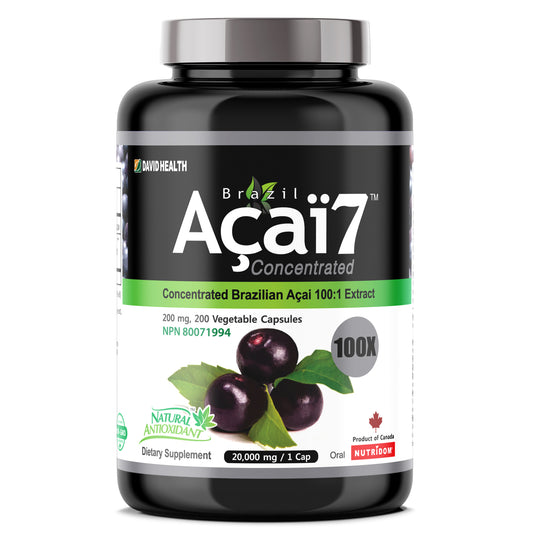 Brazil Acai 7, Acai Berry Fruit Concentrate 100x, 200 mg(20,000 mg QCE) 200 Veggie Capsules