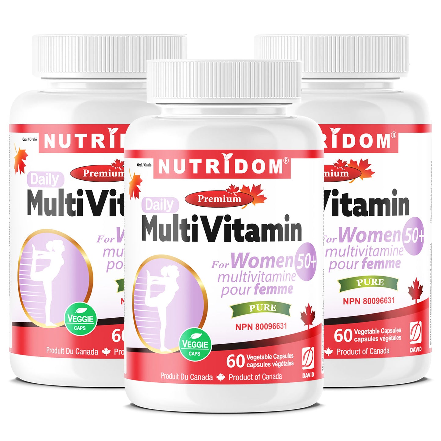 Nutridom Multivitamin for Women Over 50, 60 Veggie Capsules - 3 PACK