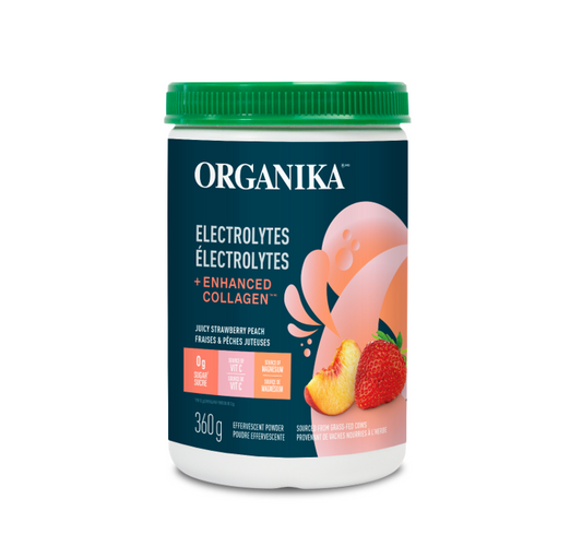 Organika Electrolytes + Enhanced Collagen - Juicy Strawberry Peach 360g