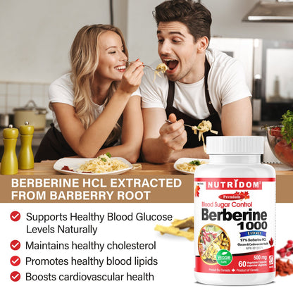 Nutridom Berberine 1000, 500mg, 97% Berberine HCL, 60 Veggie Capsules