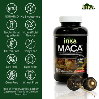 Inka Maca Black, 800 mg, Organic, Gelatinized, 90 Veggie Capsules