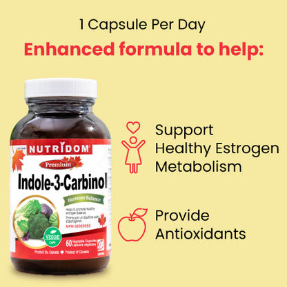 Nutridom Indole-3-Carbinol, I-3-C, 400 mg, Hormone Balance, 60 Veggie Capsules - 3 PACK