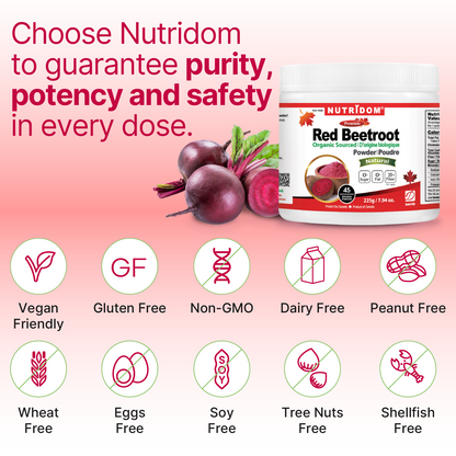 Nutridom Organic Red Beetroot Powder, 7.94 oz (225 g)