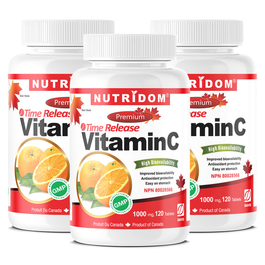 Nutridom Vitamin C, 1000mg, Timed Release, 120 Veggie Capsules  - 3 PACK