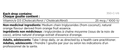 Platinum Naturals Vitamin D3 Drops 1000 IU 15ml Orange Flavour
