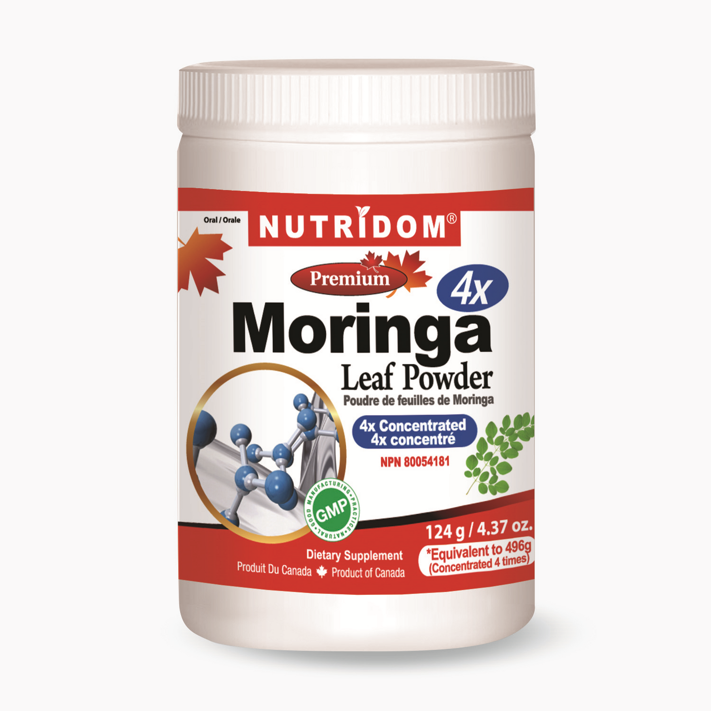 Nutridom Moringa Leaf Concentrate 4x, Powder, 4.37 oz (124 g)