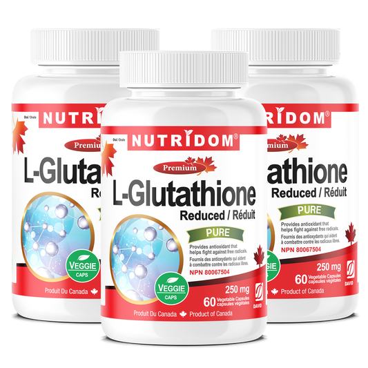 Nutridom L-Glutathione 250 mg, Fermented, 60 Veggie Capsules - 3 PACK