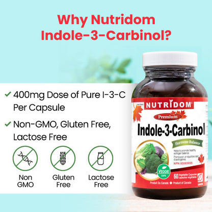 Nutridom Indole-3-Carbinol, I-3-C, 400 mg, Hormone Balance, 60 Veggie Capsules - 6 PACK