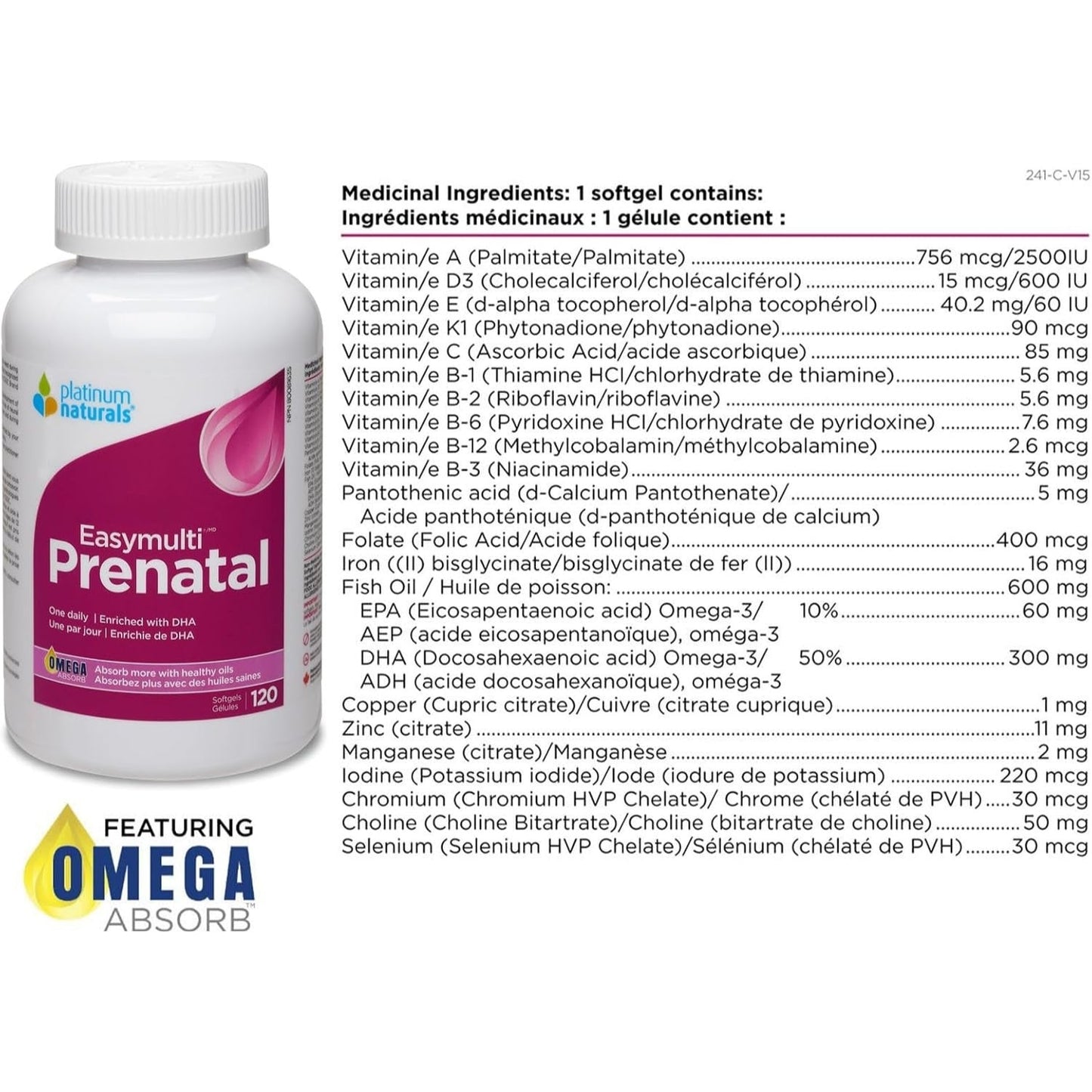 Platinum Naturals Easymulti Prenatal 120 Softgels