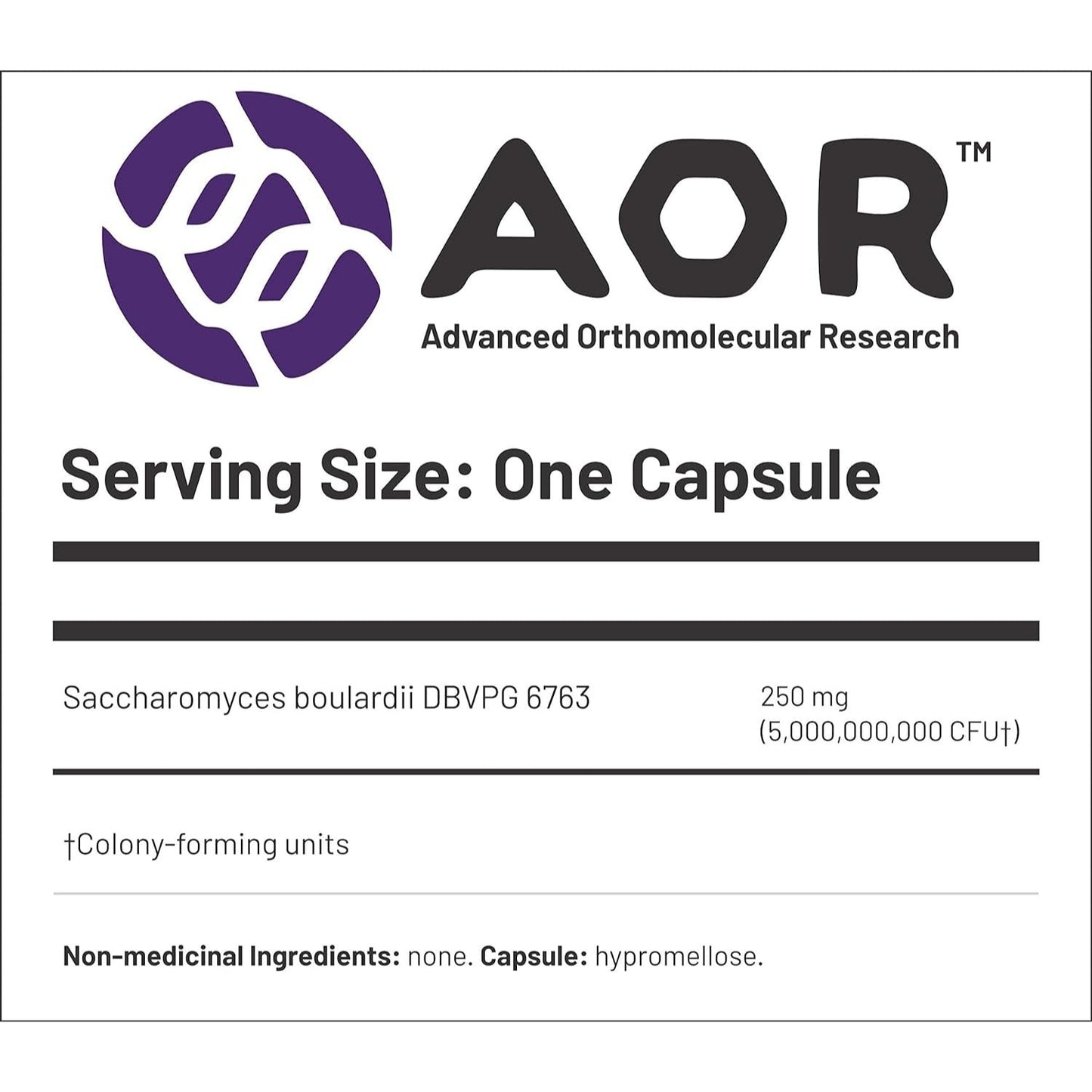 AOR Saccharomyces Boulardii 250mg 90 Capsules