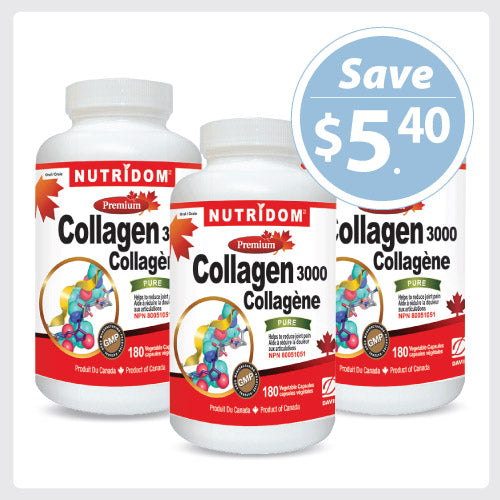 Nutridom Collagen 3000, Type II, 500 mg, 180 Veggie Capsules - 3 PACK