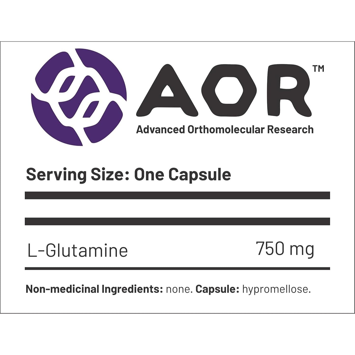 AOR L-Glutamine 750mg 120 Capsules