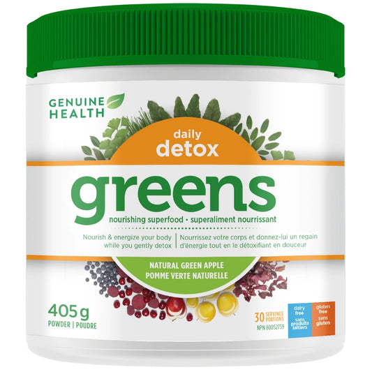 Genuine Health Greens + Daily Detox *Natural Green Apple (405g)
