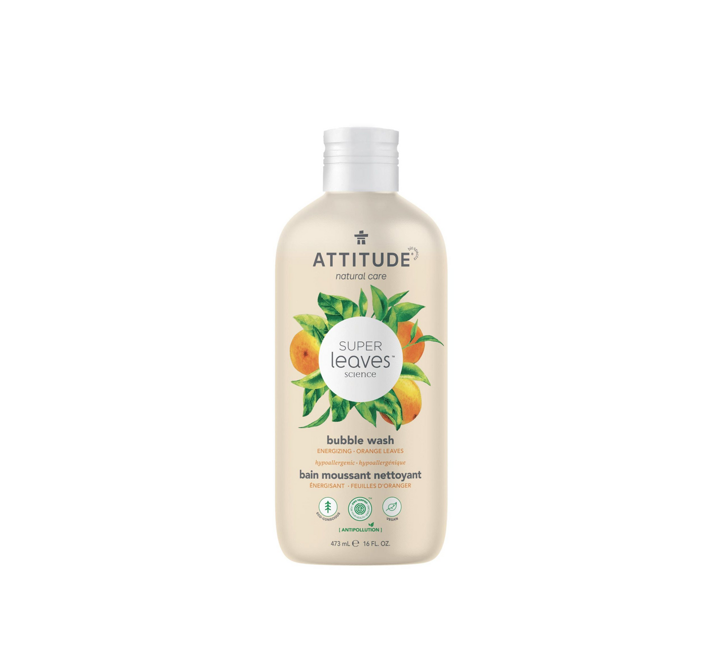 Attitude Super Leaves Energizing Bubble Wash - Orange Leaves 473ml