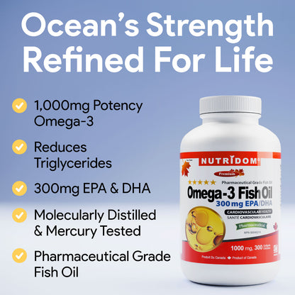 Nutridom Omega 300, Fish Oil, 1000mg, 300 Softgels