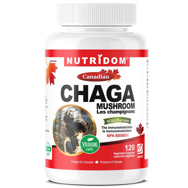 Nutridom Canadian Chaga Mushroom, 360 mg, 120 Veggie Capsules