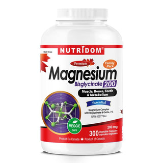 Nutridom Magnesium Bisglycinate, 200 mg, 300 Veggie Capsules