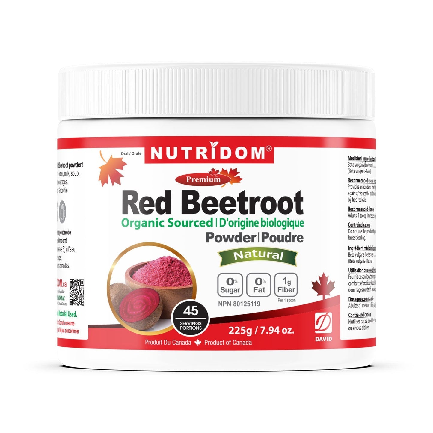 Nutridom Organic Red Beetroot Powder, 7.94 oz (225 g)