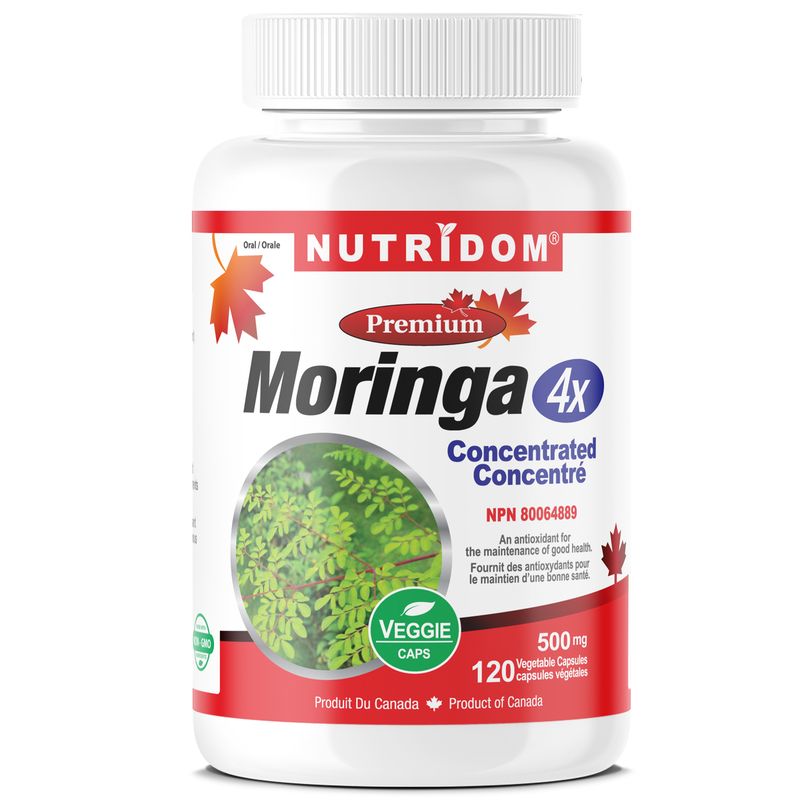 Nutridom Moringa Leaf Concentrate 4x, 500 mg, 120 Veggie Capsules