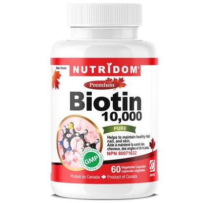 Nutridom Biotin, 10,000 mcg, 60 Veggie Capsules