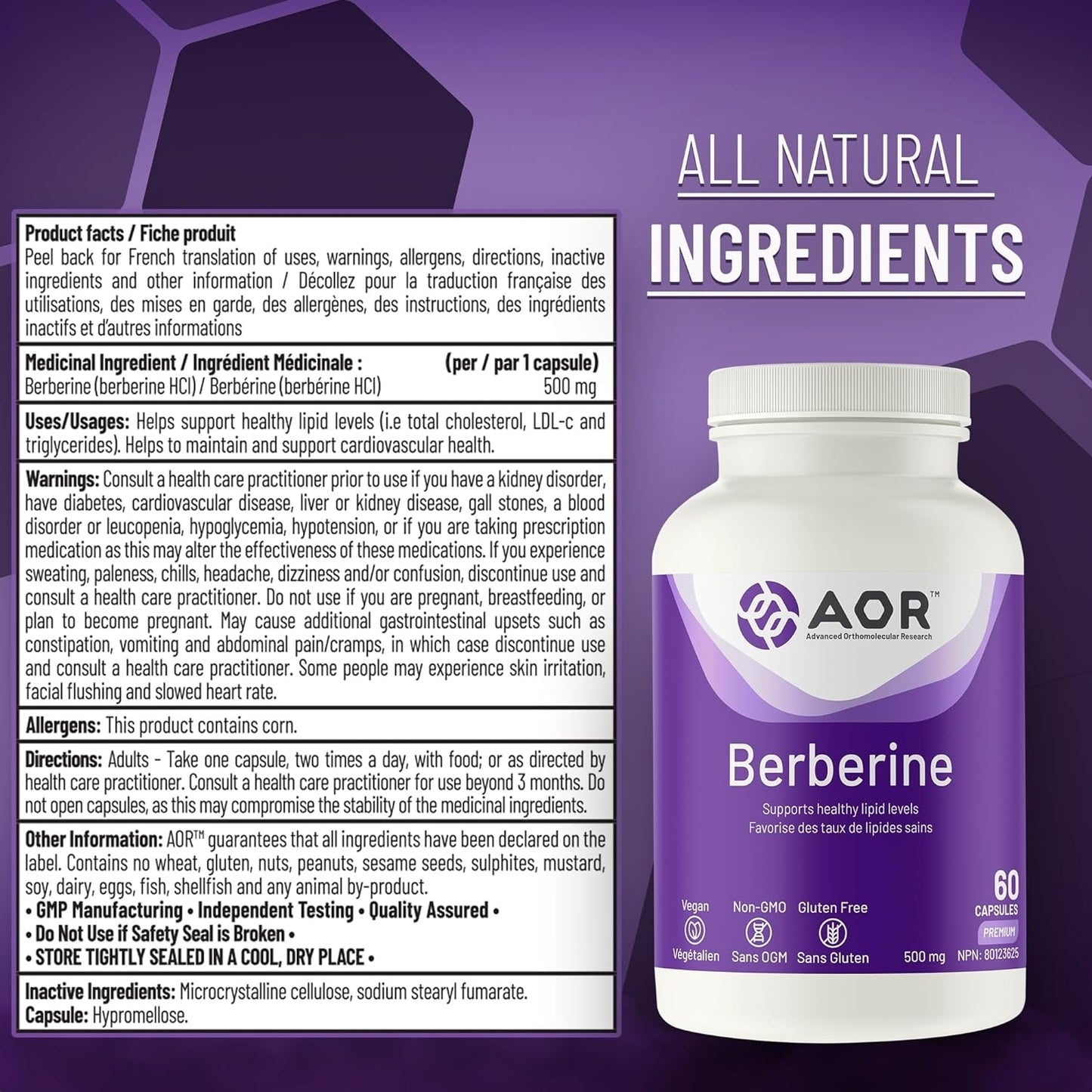 AOR Berberine 500mg 60 Capsules