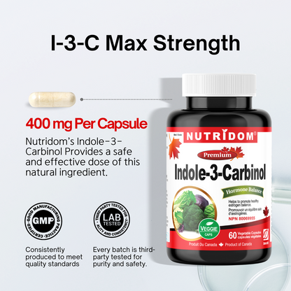 Nutridom Indole-3-Carbinol, I-3-C, 400 mg, Hormone Balance, 60 Veggie Capsules