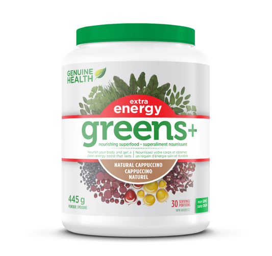 Genuine Health Greens + Extra Energy Cappuccino Powder 445g