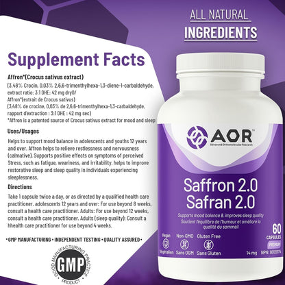 AOR Saffron 2.0 14mg 60 Capsules