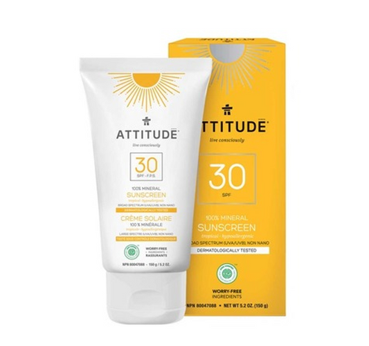 Attitude SPF30 Mineral Sunscreen - Tropical 150g