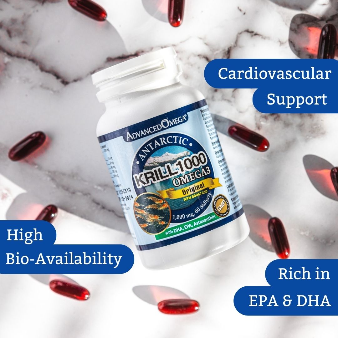 Advanced Omega, Antarctic Krill Oil 1,000 mg with DHA, EPA and Astaxanthin, 60 Softgels - 3 PACK - CAFORIA.CA