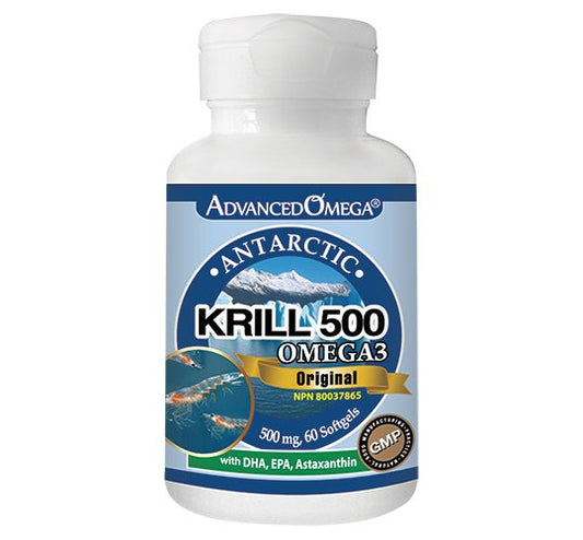 Advanced Omega, Antarctic Krill Oil, 500 mg with DHA, EPA and Astaxanthin, 60 Softgels - CAFORIA.CA