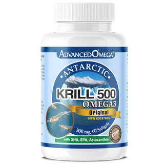 Advanced Omega, Antarctic Krill Oil, 500 mg with DHA, EPA and Astaxanthin, 60 Softgels - CAFORIA.CA