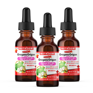 Nutridom Oregano with MCT Oil, 80% Carvacrol, Liquid Drops, 1fl oz (30 ml) - 3 PACK