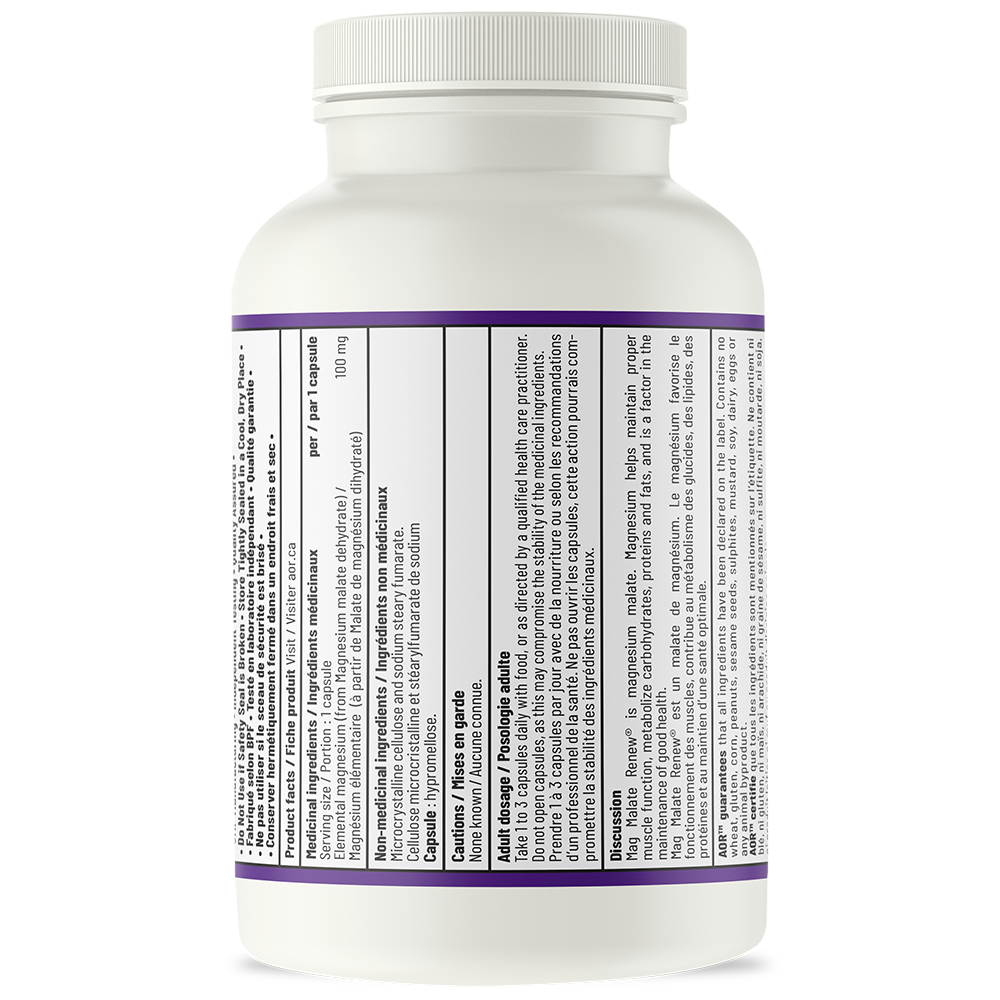 AOR Mag Malate Renew 100mg 120 Capsules