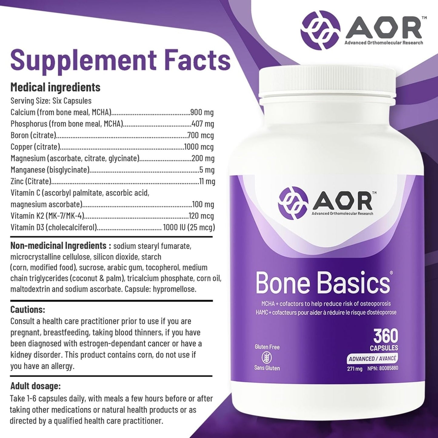 AOR Bone Basics 271mg 360 Capsules