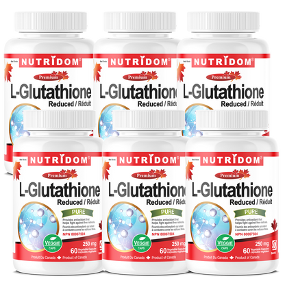 Nutridom L-Glutathione 250 mg, Fermented, 60 Veggie Capsules - 6 PACK