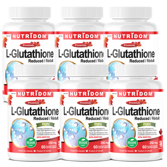 Nutridom L-Glutathione 250 mg, Fermented, 60 Veggie Capsules - 6 PACK