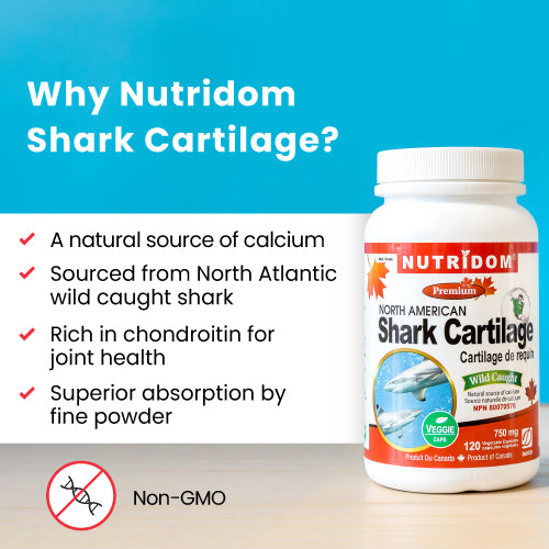 Nutridom North-American Shark Cartilage, 750 mg, 120 Veggie Capsules