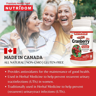 Nutridom Cranberry 25x, Canadian Whole Fruit Concentrate, 500 mg, UTI Support, 120 Veggie Capsules